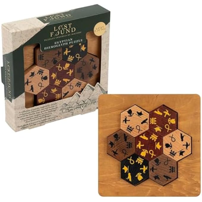 EGYPTIAN HIEROGLYPH PUZZLE - 3D WOODEN BRAINTEASER, TILE ALIGNING MENTAL CHALLENGE, ANCIENT SYMBOL MATCHING, LOST & FOUND COLLECTION - Image 4